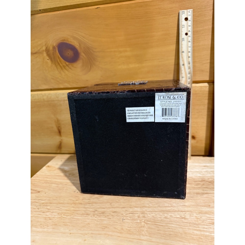 J.T. Rose & Co Dark Brown Croc Embossed Faux Leather Decorative Box - Picture 7 of 7